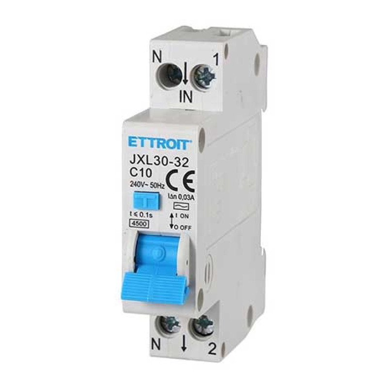 ETTROIT Magnetotermico Differenziale 1P+N 10A 30mA 220V-4.5KA - Mod. JX251040