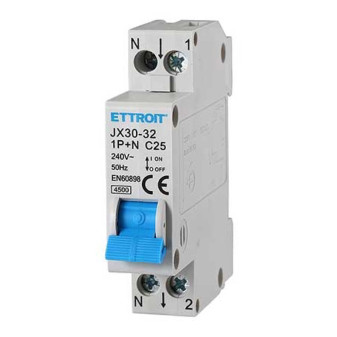 ETTROIT Interruttore Magnetotermico 1P+N 25A 220V 4.5KA - Mod. JX152540