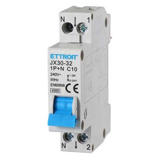ETTROIT Interruttore Magnetotermico 1P+N 10A 220V 4.5KA - Mod. JX151040
