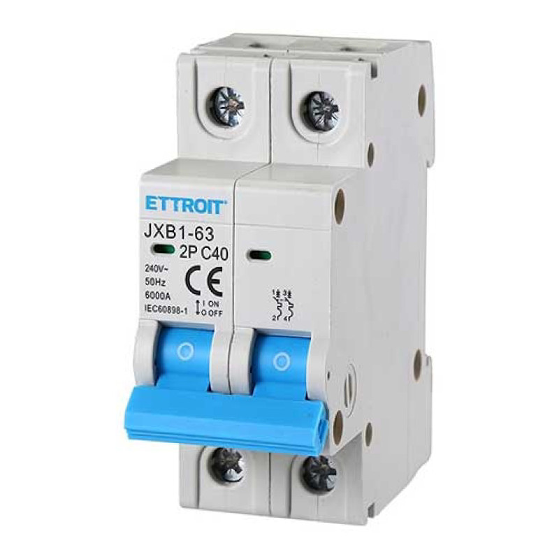 ETTROIT Interruttore Magnetotermico 2P 40A 220V 6KA - Mod. JX124060