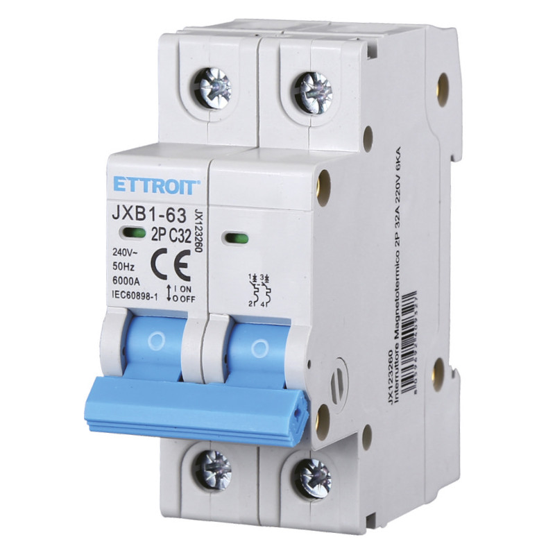 ETTROIT Interruttore Magnetotermico 2P 32A 220V 6KA - Mod. JX123260