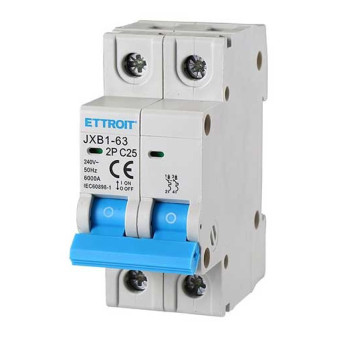 ETTROIT Interruttore Magnetotermico 2P 25A 220V 6KA - Mod. JX122560