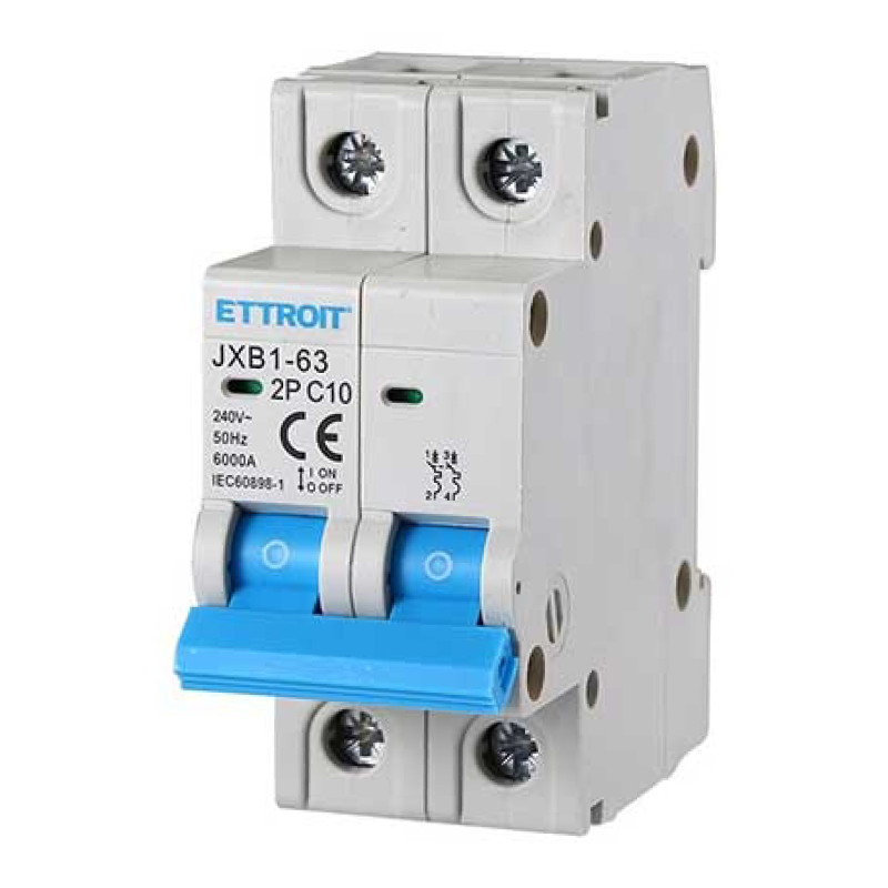 ETTROIT Interruttore Magnetotermico 2P 10A 220V 6KA - Mod. JX121060