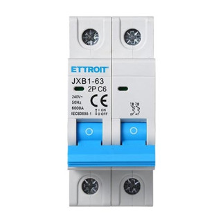 ETTROIT Interruttore Magnetotermico 2P 6A 220V 6KA - Mod. JX120660