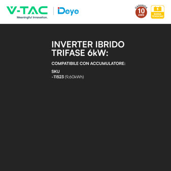 V-Tac Deye Inverter Trifase On-Grid / Off-Grid 6kW IP65