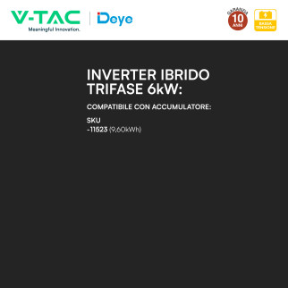 V-Tac Deye Inverter Trifase On-Grid / Off-Grid 6kW IP65