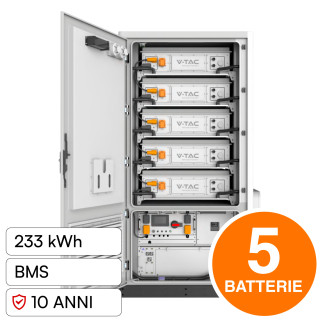 V-Tac Kit 5 Batterie BMS Stack LiFePO4 Fotovoltaico Rack con Base