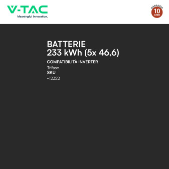 V-Tac Kit 5 Batterie BMS Stack LiFePO4 Fotovoltaico Rack con Base