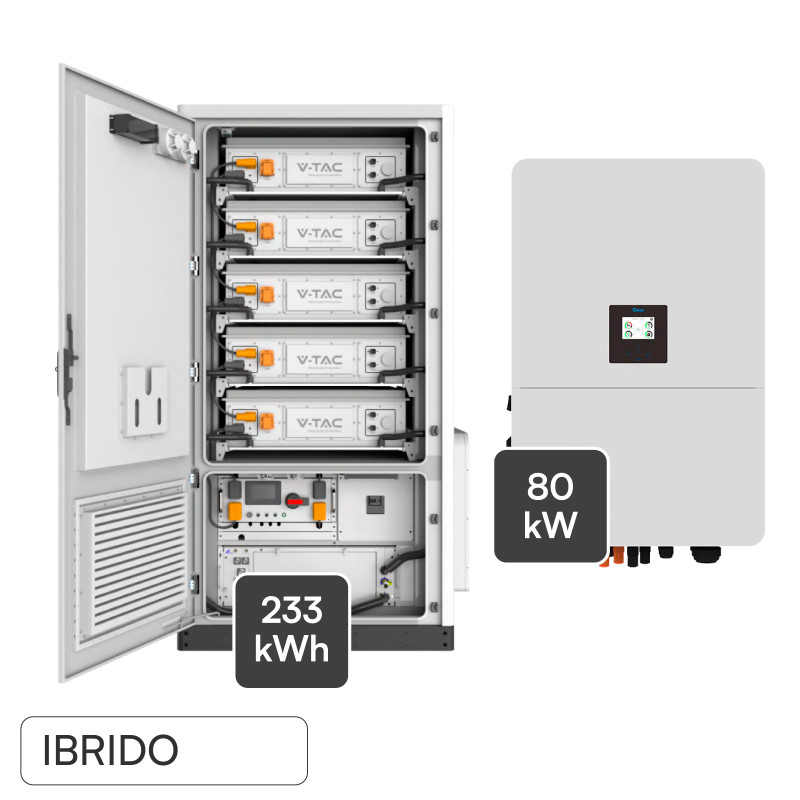 V-Tac Deye Sistema All-In-One Inverter 80kW Accumulo 233KWh