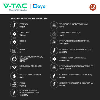 V-Tac Deye Sistema All-In-One Inverter 80kW Accumulo 233KWh