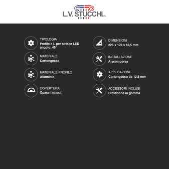 Art 3019 2 Profili a L in Alluminio Angolo 45° Coperura Opaca