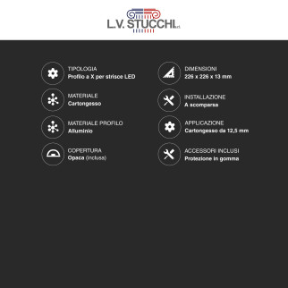 Art 3017 2 Profili a X in Alluminio Copertura Opaca