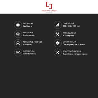SD290.L Profilo a L in Alluminio Integrato per Strisce LED SD