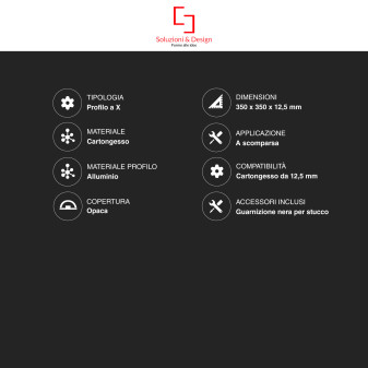 Profilo a X in Alluminio Integrato per Strisce LED