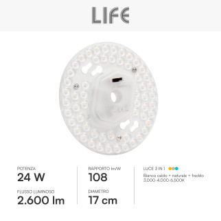 Life Modulo LED CCT Circolare con Magneti 24W per Plafoniere