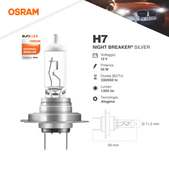 Lampadine Night Breaker Silver H7 per Fari Auto Osram