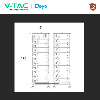 V-Tac Kit 21 Batterie BMS Stack LiFePO4 161,28kWh Garanzia 10 Anni