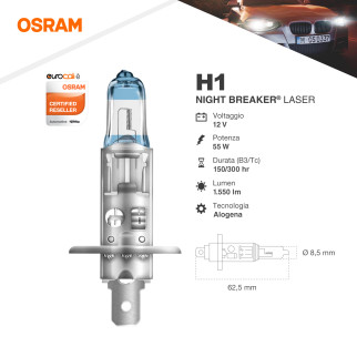 Lampadine Night Breaker Laser H1 per Fari Auto Osram