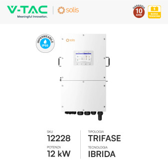 V-Tac Inverter Trifase Ibrido On-Grid / Off-Grid 12kW IP66