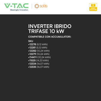 V-Tac Solis Inverter Trifase On-Grid / Off-Grid 10kW IP66