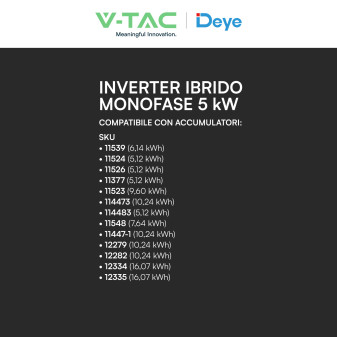 Inverter Ibrido per Impianto Fotovoltaico V-Tac 5kW IP65