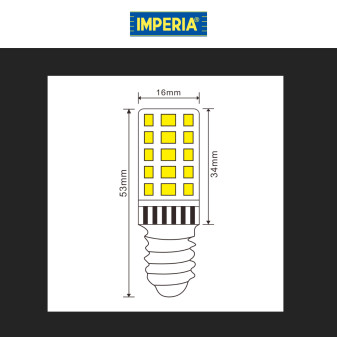 Imperia Lampadina LED E14 4W Tubolare T16 SMD Trasparente