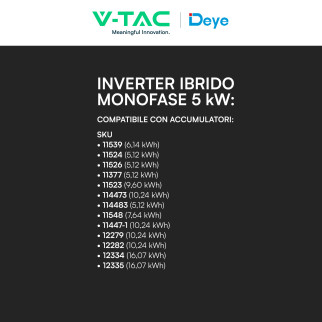 Inverter 6kW Monofase On-Grid / Off-Grid IP65 CEI 0-21 V-Tac