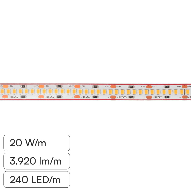 LEDCO Striscia LED 2835 Flessibile 100W 240 LED/m IP67 CRI≥90 5m