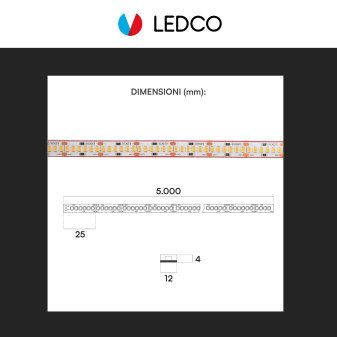 LEDCO Striscia LED 2835 Flessibile 100W 240 LED/m IP67 CRI≥90 5m