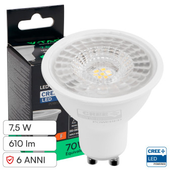 Faretto LED GU10 7,5W PAR16 SMD Chip CREE V-Tac