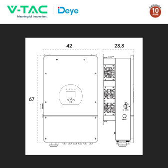V-Tac Inverter Monofase Ibrido On-Grid / Off-Grid 8kW IP65