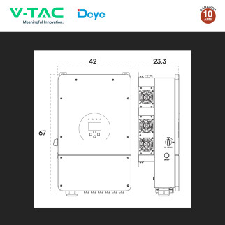 V-Tac Inverter Monofase Ibrido On-Grid / Off-Grid 8kW IP65