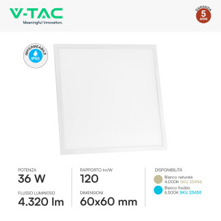 V-Tac VT-6235 Pannello LED Quadrato 36W IP65 da Incasso