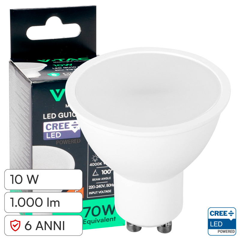 Faretto LED GU10 10W PAR16 SMD Chip CREE V-Tac