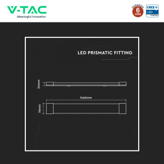 Tubo LED Prismatico 50W 150cm SMD Chip CREE V-Tac