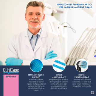 CliniCaps SoftSense Testine Spazzolino Elettrico Nere Setole Morbide