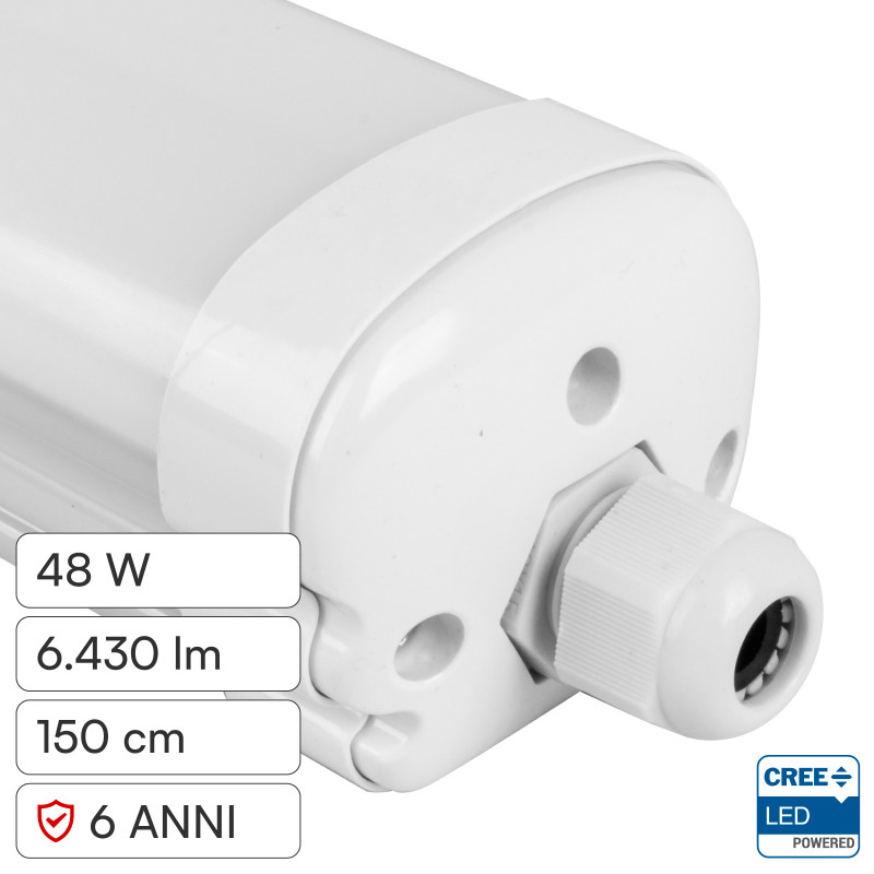 Plafoniera Tubo LED Linkabile 48W 150cm SMD CREE IP65