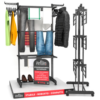 VertiSlim Dry Stendibiancheria Verticale 4 Livelli Salvaspazio Nero