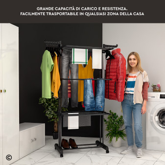 VertiSlim Dry Stendibiancheria Verticale 4 Livelli Salvaspazio Nero