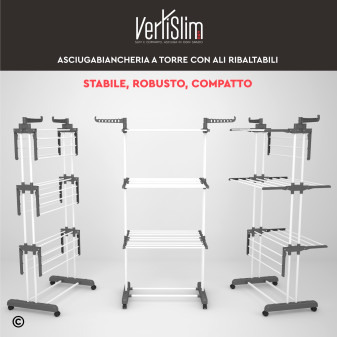 VertiSlim Dry Stendibiancheria Verticale 4 Livelli Salvaspazio Grigio