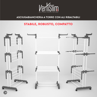 VertiSlim Dry Stendibiancheria Verticale 4 Livelli Salvaspazio Grigio