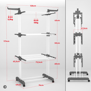 VertiSlim Dry Stendibiancheria Verticale 4 Livelli Salvaspazio Grigio