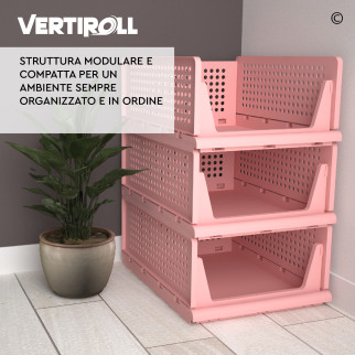 VertiRoll 4 Cassetti Impilabili Scorrevoli Salvaspazio Rosa