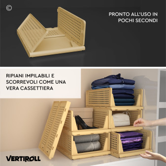 VertiRoll 4 Cassetti Impilabili Scorrevoli Salvaspazio Giallo