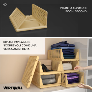 VertiRoll 4 Cassetti Impilabili Scorrevoli Salvaspazio Giallo