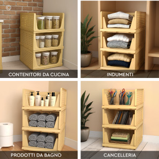 VertiRoll 4 Cassetti Impilabili Scorrevoli Salvaspazio Giallo