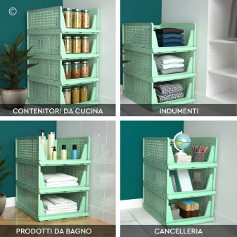 VertiRoll 4 Cassetti Impilabili Scorrevoli Salvaspazio Verde