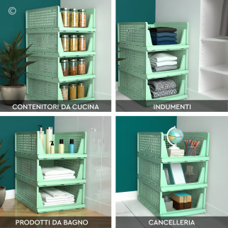 VertiRoll 4 Cassetti Impilabili Scorrevoli Salvaspazio Verde