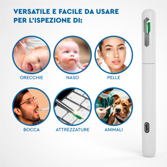 UdiGuard Otoscopio Pulizia Orecchie Rimozione Cerume Colore Bianco