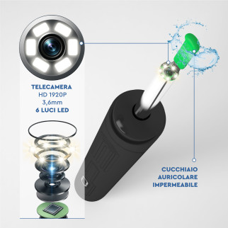 UdiGuard Otoscopio Pulizia Orecchie Rimozione Cerume Colore Nero